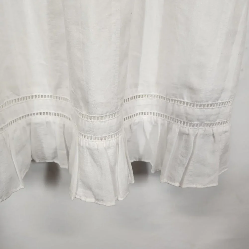 Scotch & Soda Eyelet‎ Ruffle Organic Cotton Pinafore Dress in White Size XS